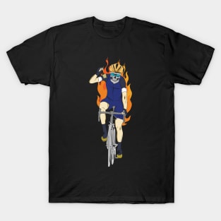 CYCLING: Cyclist Skeleton On Fire T-Shirt